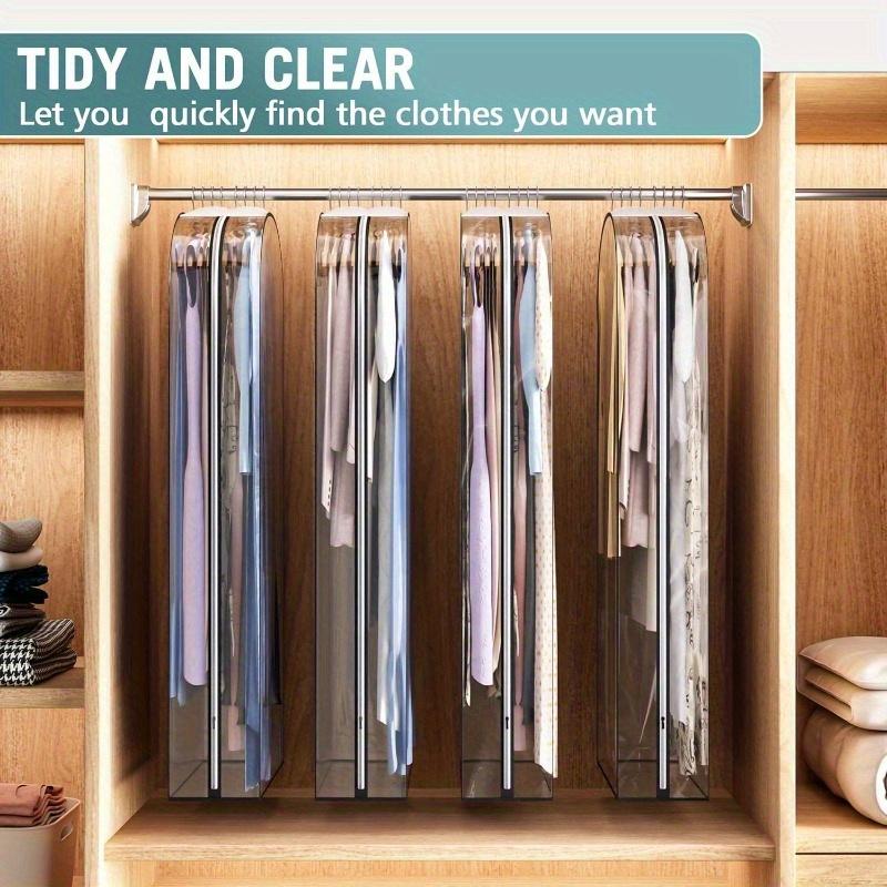 Sturdy Plastic Garment Bags with Zipper, Hanging Closet Storage for Coats,Jackets,Shirts,Wardrobe Protectors Hanging Organizer