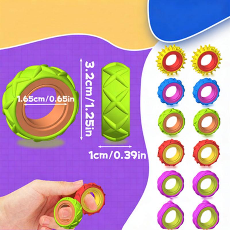 6/12Pcs Fidget Toys Children'S Rotating Sensory Ring Gyro Decompression Toy Rotating Sensory Ring Squeeze Fidget Toy Spinner