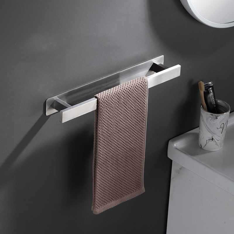 No Punching Towel Rack Stainless Steel 304 Wall-mounted Simple Bathroom Single Bar Towel Holder Bath Towel Rack Hygiene