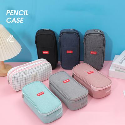 Trousse à crayons en toile double couche Grande capacité Sac à crayons Toile imperméable Pochette à stylos Voyage Trousse de toilette