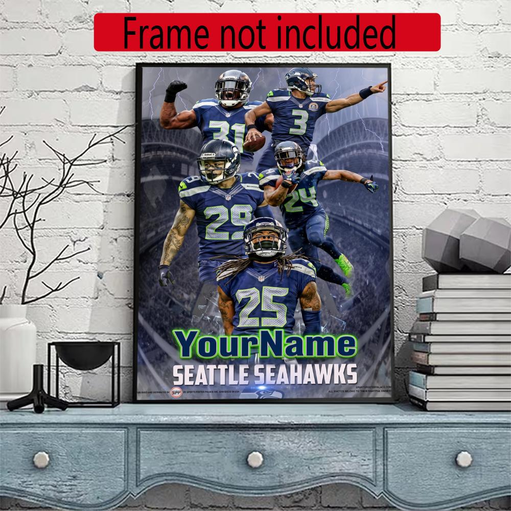Seattle Seahawks Customize Text Diamond Painting Round Diamond Mosaic Suitable For Beginners Diamond Painting Rhinestones Gift Frameless