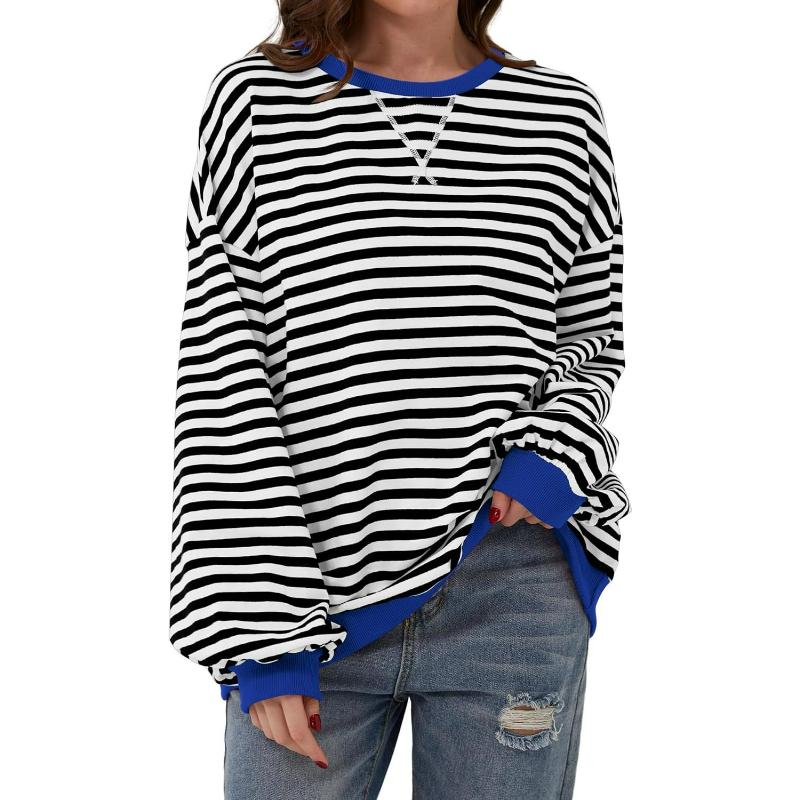 

Осенне-зимняя мода Свободный повседневный полосатый свитер Женский XS