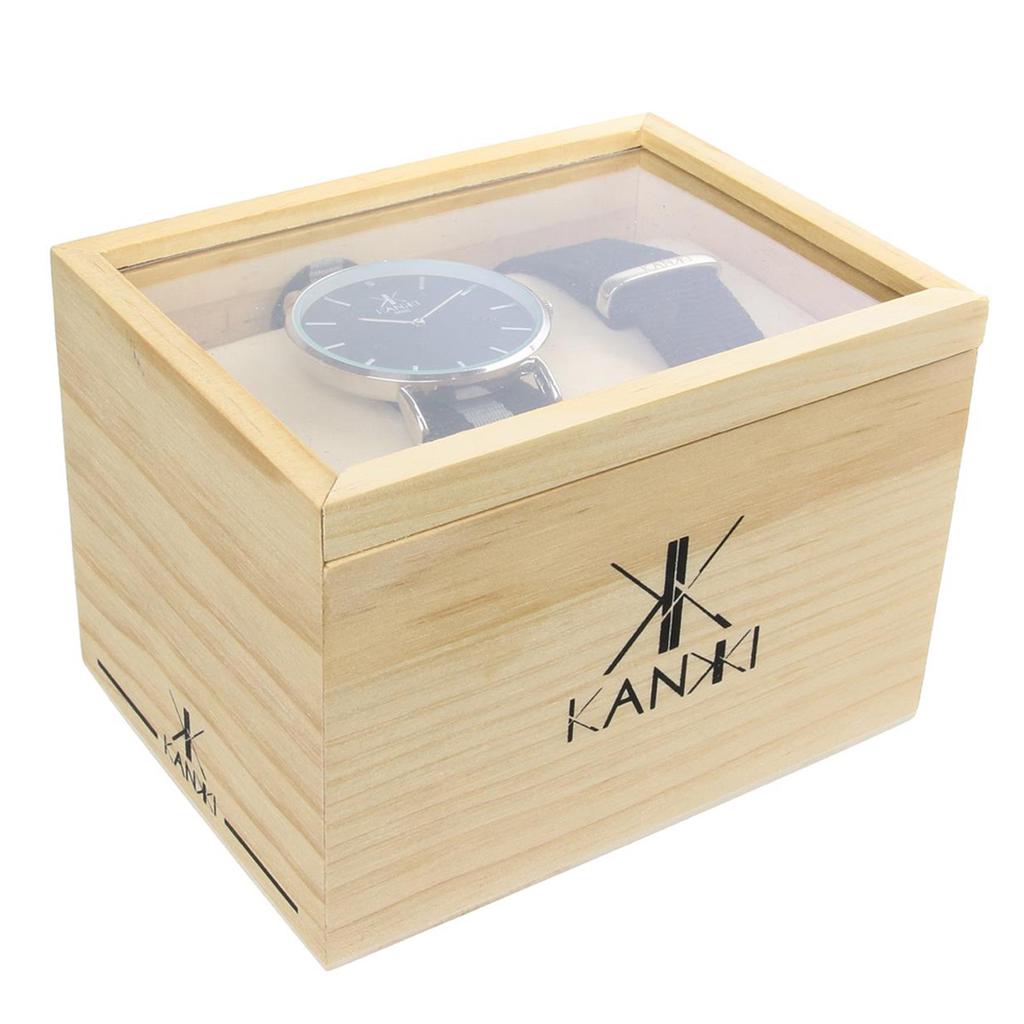 Les Trésors De Lily [Q4416] - 'Cameleon' Watch Set Grey Black Silver (2 Bracelets)