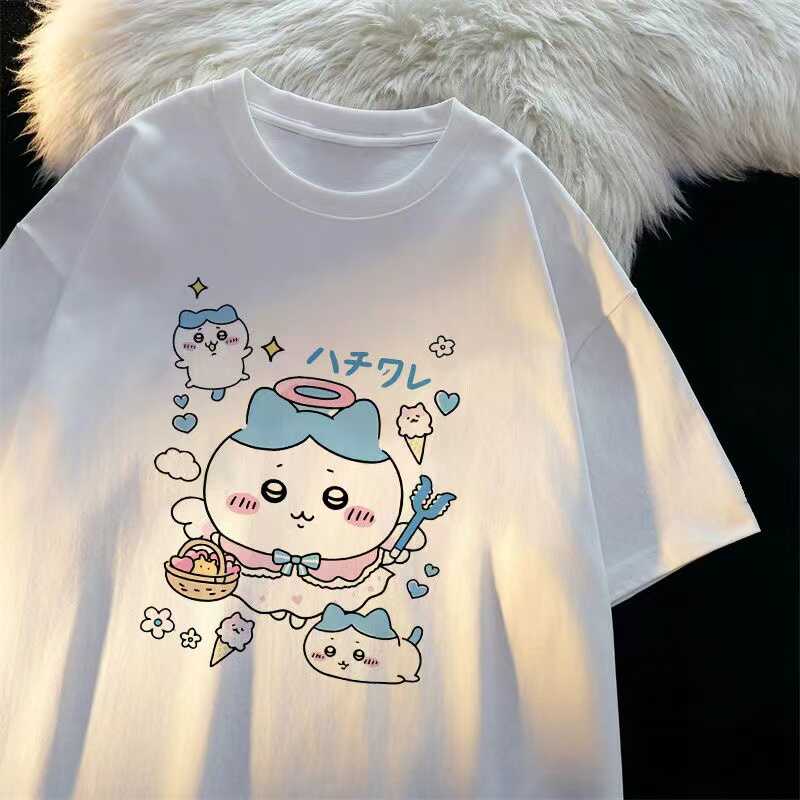 Miniso Anime Chiikawa T-Shirt Women men Harajuku T-Shirts Short-Sleeve Y2K Fun Tops Summer Cotton Round neck Oversized Tees Tops