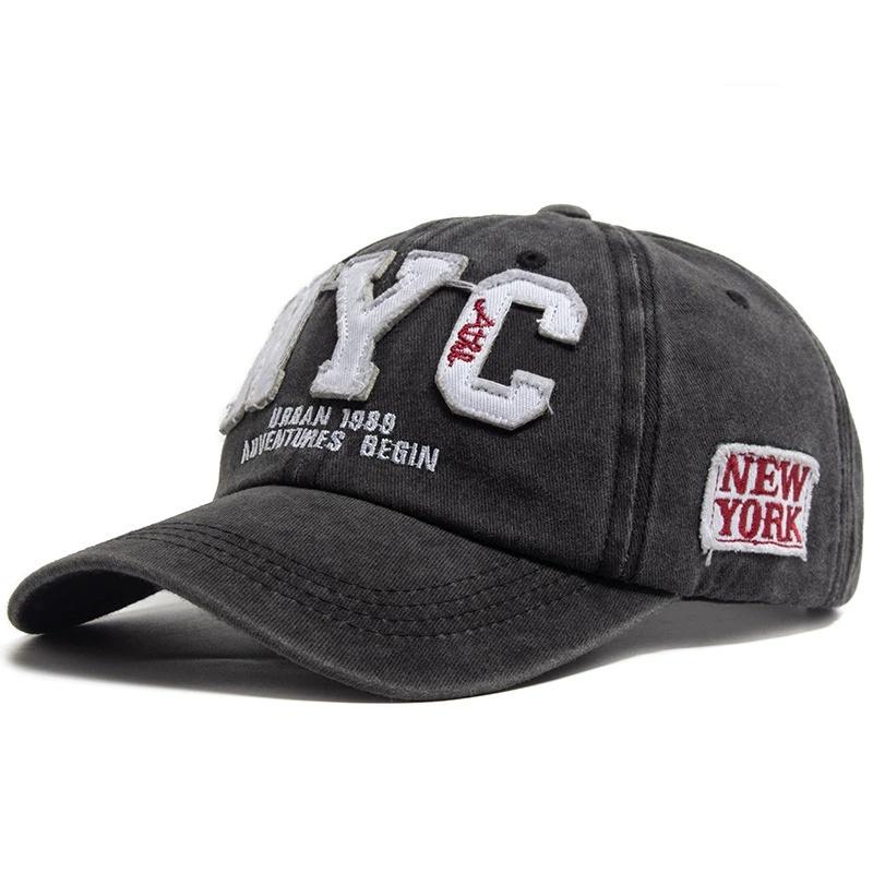 Summer Men's Baseball Cap for Women Cap Washed Cotton Soft Top Snapback Hat Big Letters NY Embroidery Casquette Unisex