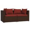Vidaxl 2-Osobowa Sofa Ogrodowa Z Poduszkami, Polirattan, Brązowa