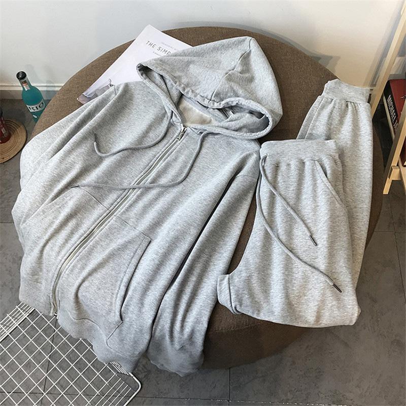 Sweter damski wiosenno-jesienny cienki nowy bluza z kapturem na zamek dwuczęściowy luźny dres sportowy i rekreacyjny