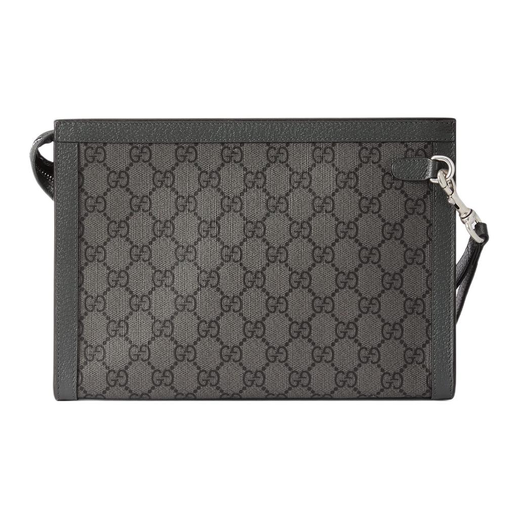 Gucci Ophidia Vintage Logo Double G Canvas And Leather Clutch Men Clutch Black Gray 760243-UULBN-1244