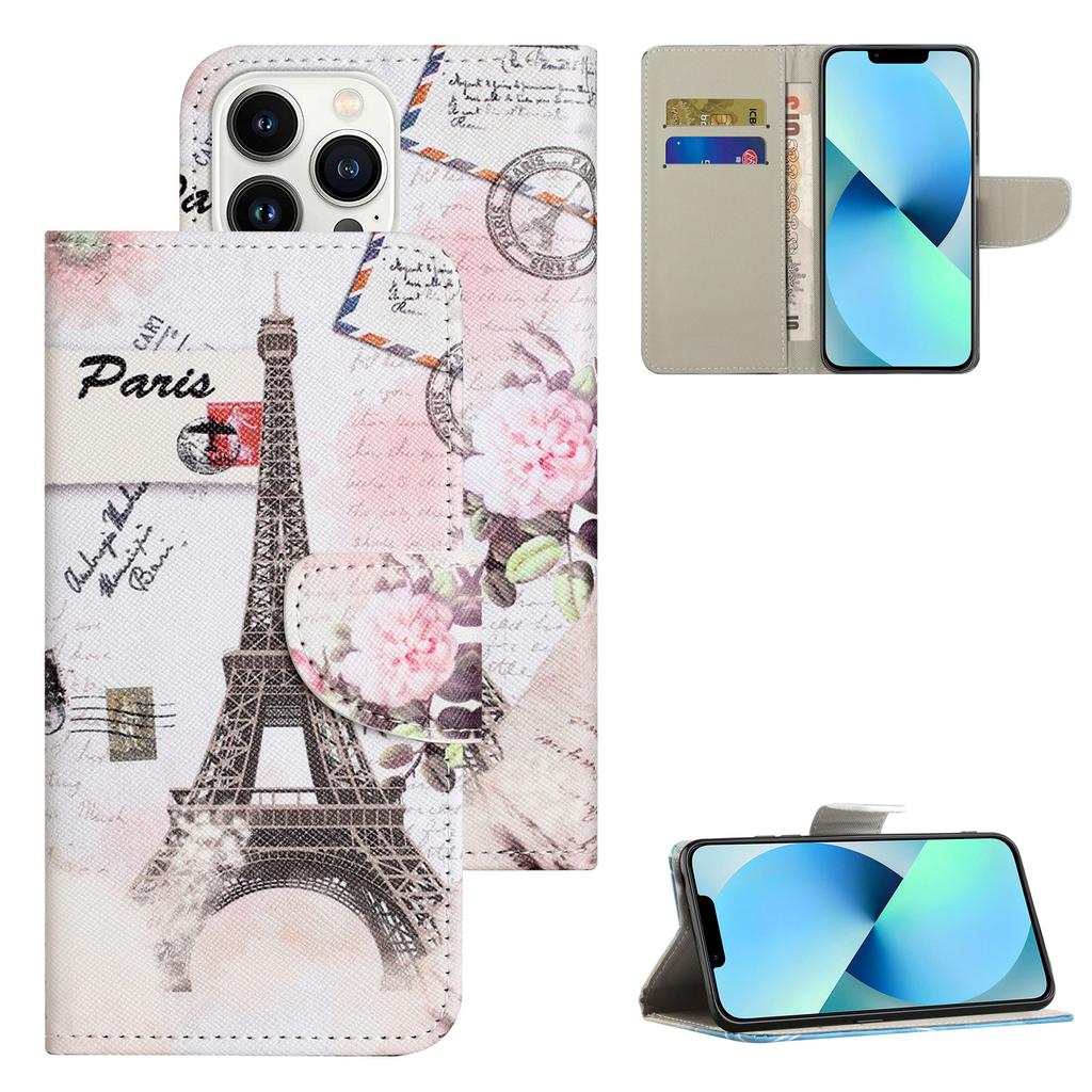 For iPhone 16 Pro Max Case Cross Texture Phone Leather Cover Pattern Printing
