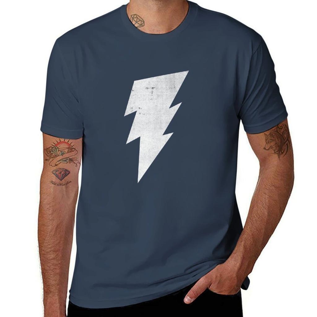 White Lightning Bolt TShirt Basic Solid Color Casual Tee Shirt