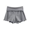 Bequeme graue schwarze Pilzkanten-Shorts für Damen-Frühlings- und Sommer-Outdoor-Bekleidung Leichtgewichtige, gewichtslose, sexy Falt-Shorts mit niedriger Taille