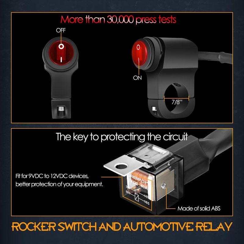 Motorcycle Spotlight Switch Light Bar/Work Light Fog Light On/Off Nylon Wiring Harness for Car Boat Truck 120W Cable Accessories