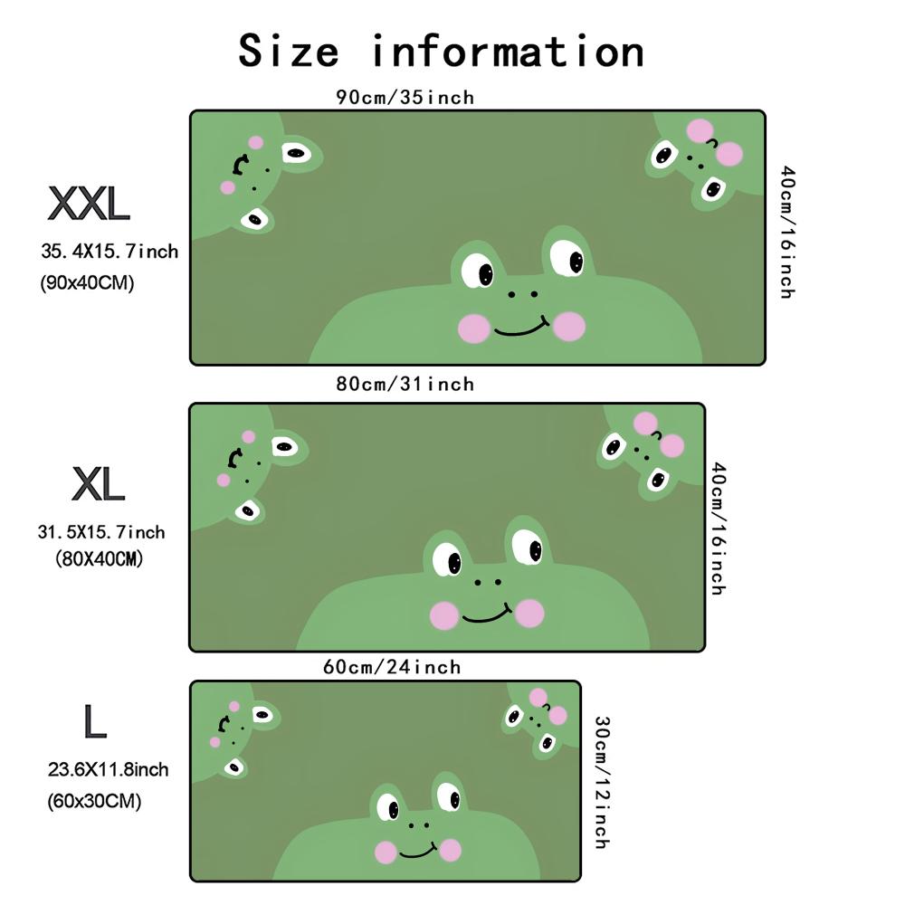 Cute Cartoon Frog Mouse Pad XXL Large Gaming Accessory Deskmats HD Non-Slip Rubber Computer Keyboard Mat Office Laptop Mousepad