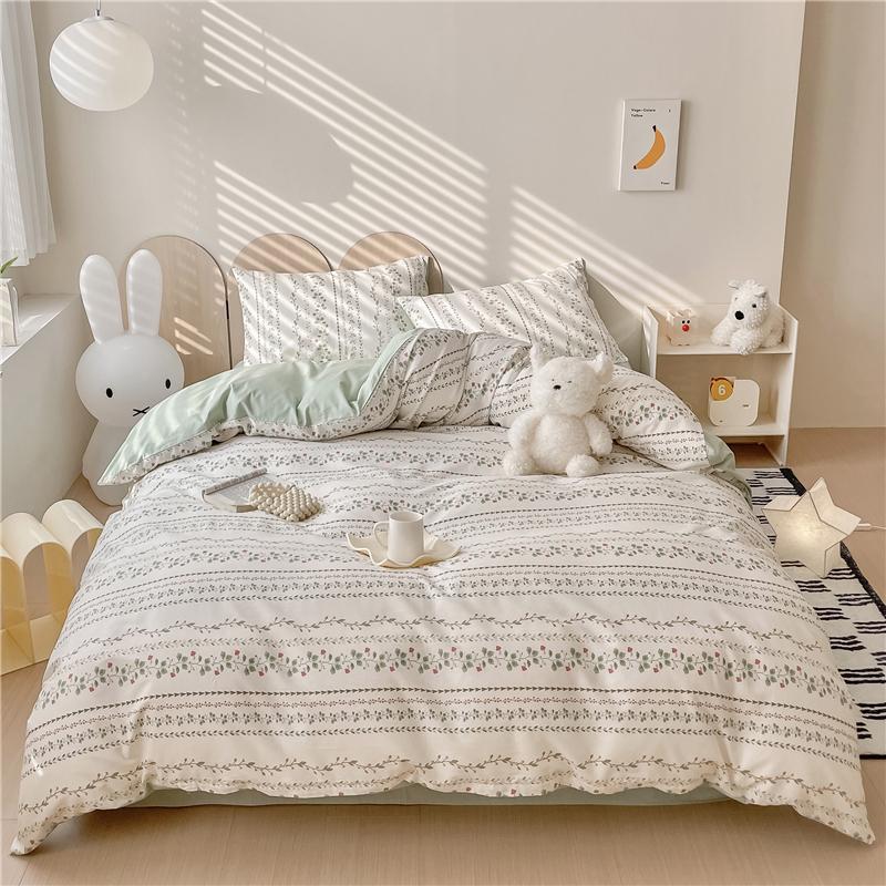 3Pcs Vintage Floral Plaid Pattern Duvet Cover Set 100% Cotton Ultra Soft Comforter Cover with Zipper Flowers Queen Bedding Set