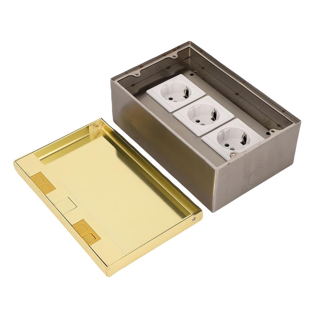 A Used Flat Socket Kit with 3 Two Plug Holes, 16a 4kW Golden Cover Water   Base Floor Container Wide Application for   Hotel