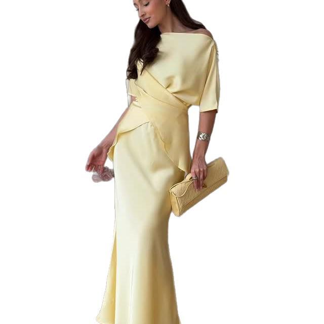 2026 Summer Women's Elegant Lace-Up Slimming High-Waisted Dress