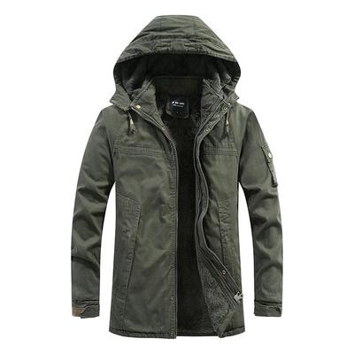 Manteau d'hiver mi-long pour homme, coupe slim, veste tendance en coton épais lavé pour le travail