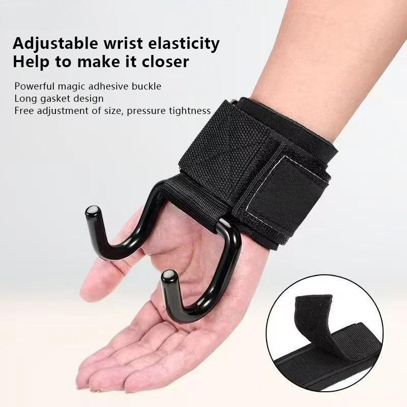 2 Stück Gewichtheber Haken Griffe Mit Handgelenkbandagen Hand-Stange Handgelenkband Fitnessstudio Fitness Haken Gewicht Band Klimmzüge Power Handschuhe