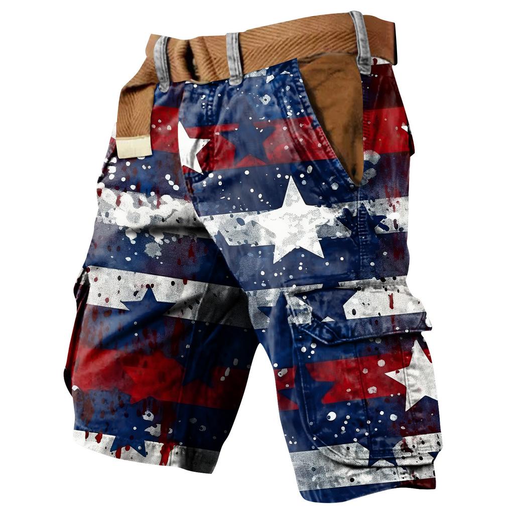 Herren Unabhängigkeitstag Bedruckte Mehrfach-Taschen Workwear Shorts