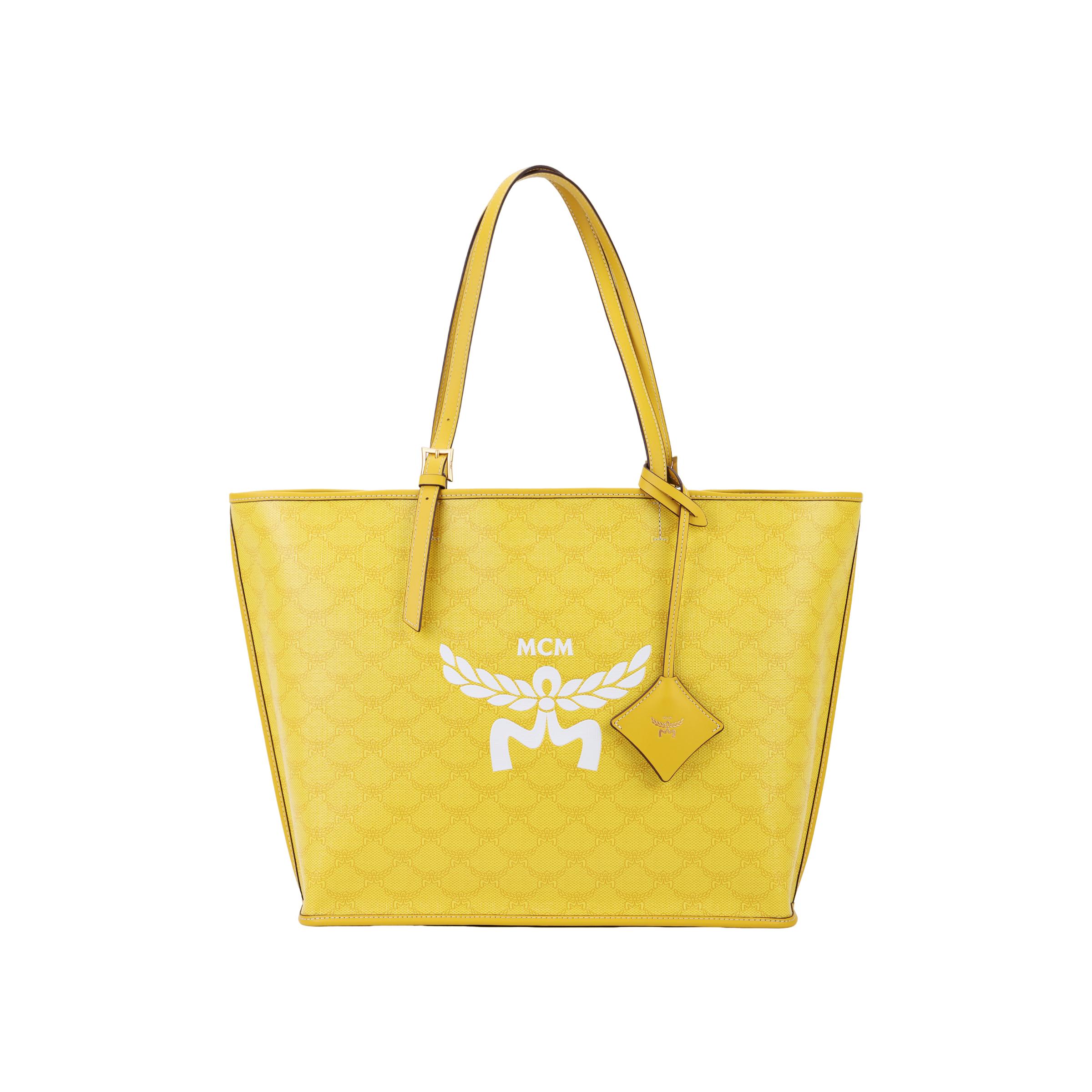 

MCM Yellow Monogram Large Tote Bag with Signature Logo & Leather Charm for Daily & Travel Use Basic Set (Bag+Dust Bag)
