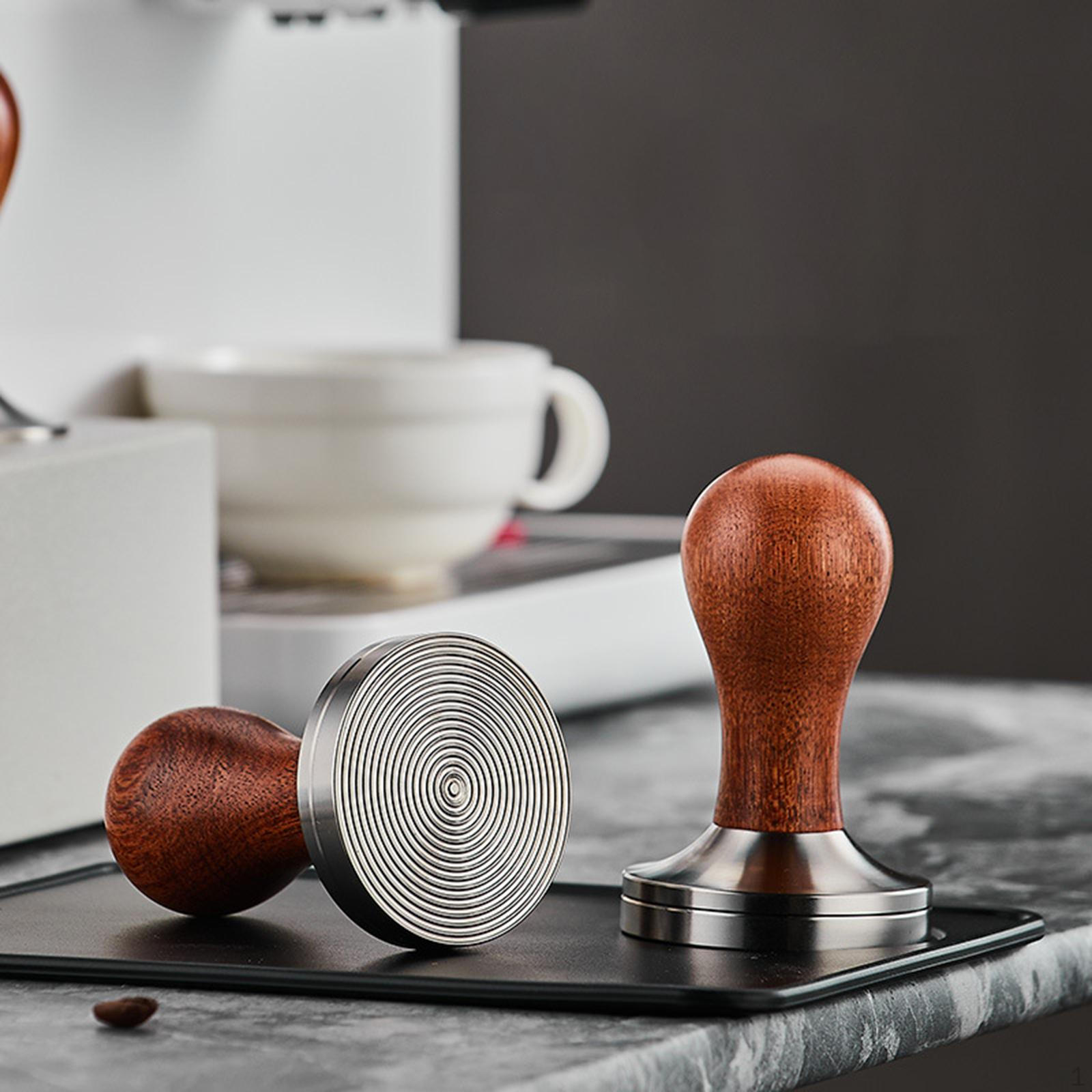 Coffee Tamper , Espresso Hand Tamper,304 Stainless Steel for Barista, 51mm Brown
