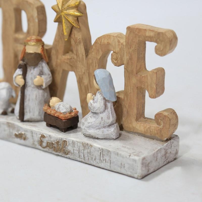 Peace Christ Nativity Resin Statue Scene Set Catholic Jesus Manger Combination for Christmas Holiday Party