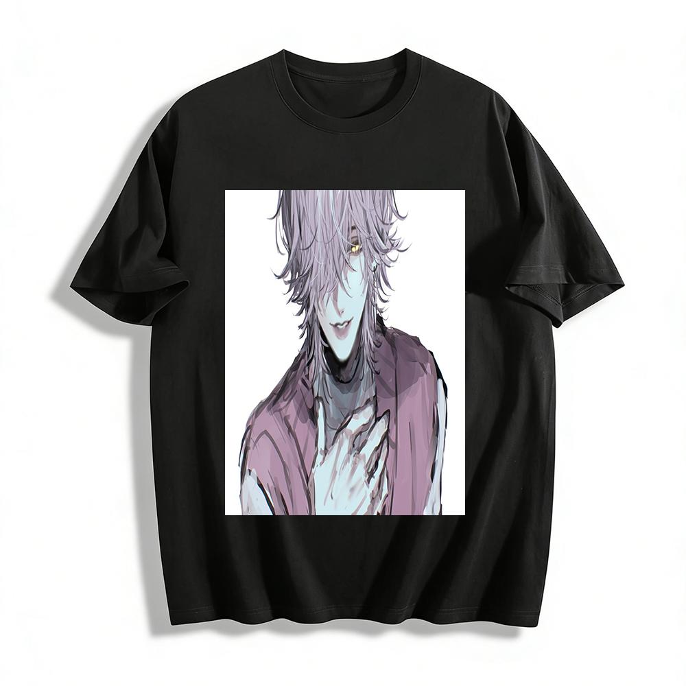 

Anime Style Dark Sickly Cute Silver-haired Boy Print T-shirt Unisex Trendy Casual Short-sleeve Top Pure cotton T-shirt XXS