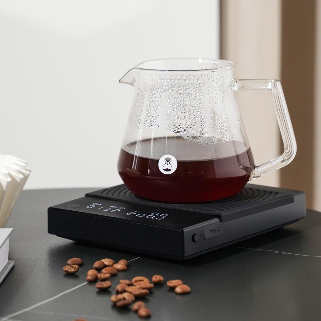 TIMEMORE Black Mirror Basic Coffee Weighing Scale with Measurement and Black 2.0 Scale, High-Precision 0.1g Accuracy, 0.5g-2000g Range, Timer,