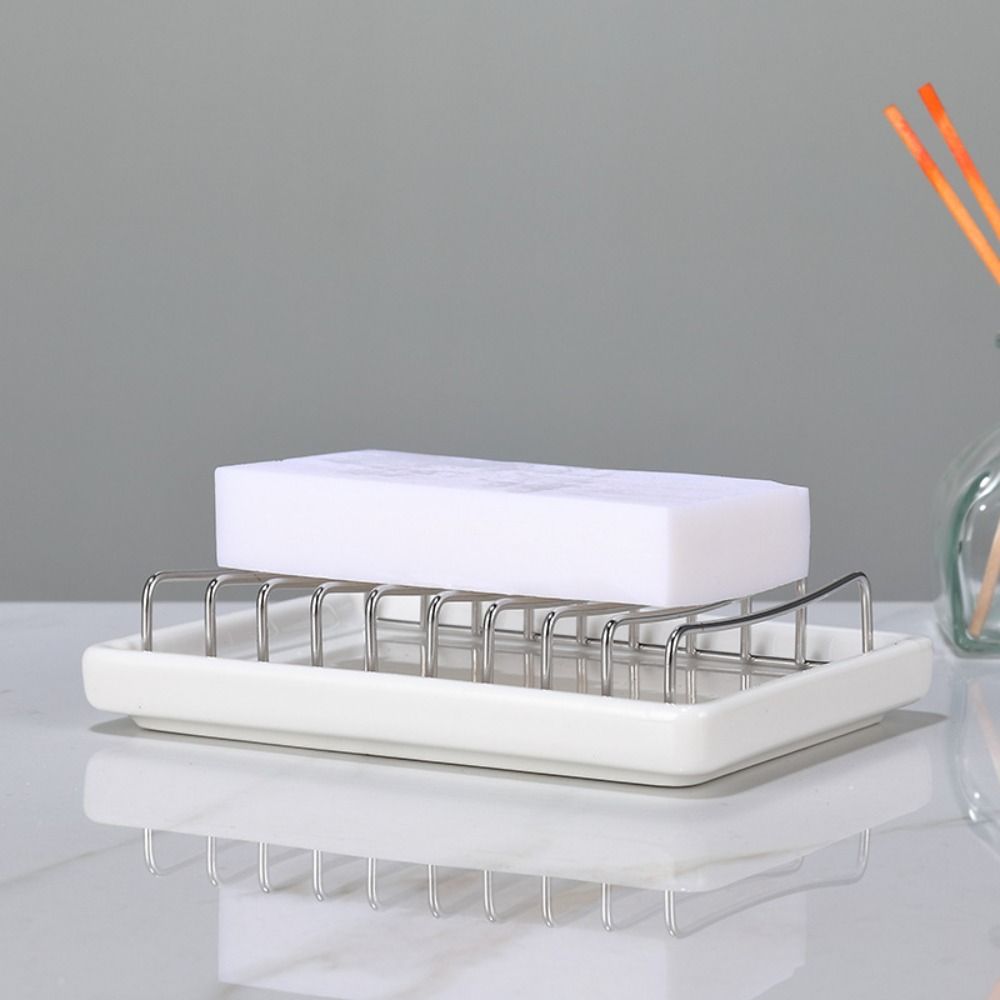 Ceramic Ceramic Soap Dish Multi-function Storage Dish Simple Drain Holder  Shower Room
