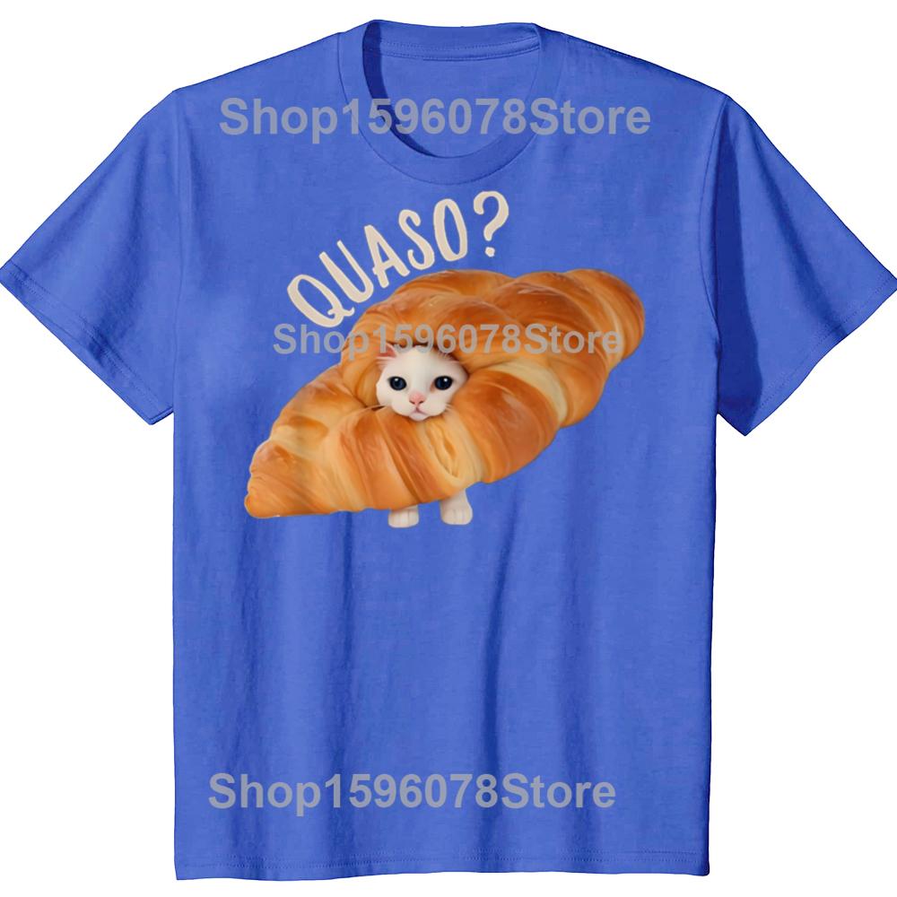 Funny Croissant Meme Cat Cake Pet Lover TShirt Summer Men Clothing Vintage Summer Cotton Short Sleeve Oversized Tshirt Tops