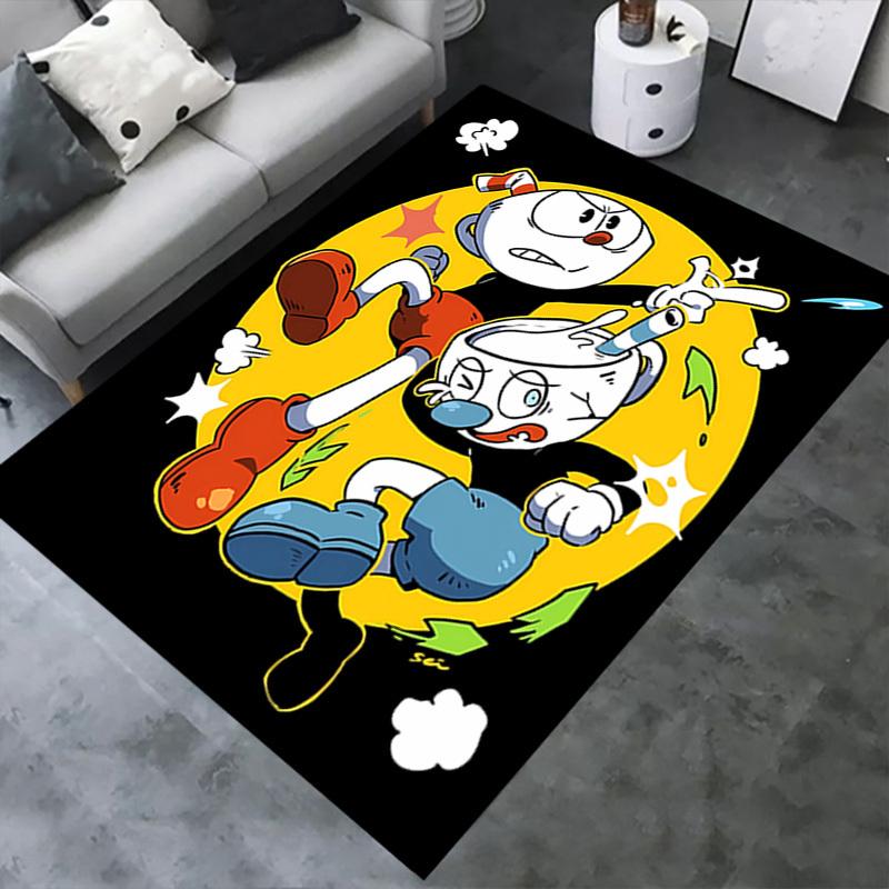 1pc Cuphead",Mugman",Art" Office Carpet Soft Polyester Non Slip Machine Washable Indoor Carpet Livin