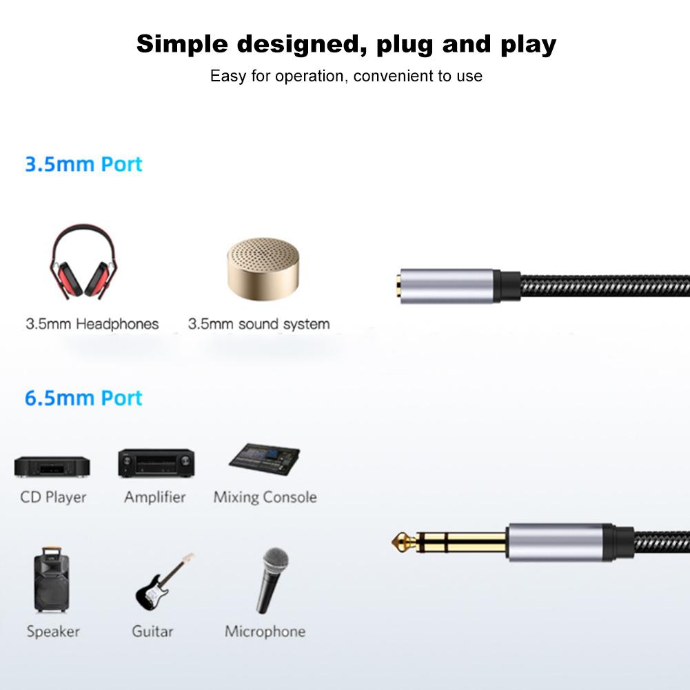 6.5 Male to 3.5 Female Spring   Cable Aluminium Alloy  3.5mm Earphone Extension Cord