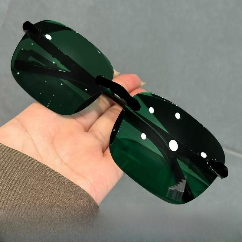 2PCS Fashionable Edge-Cut Frameless Sunglasses New Arrival Men's Driving Glasses UV Protection Sunscreen Optical Glasses