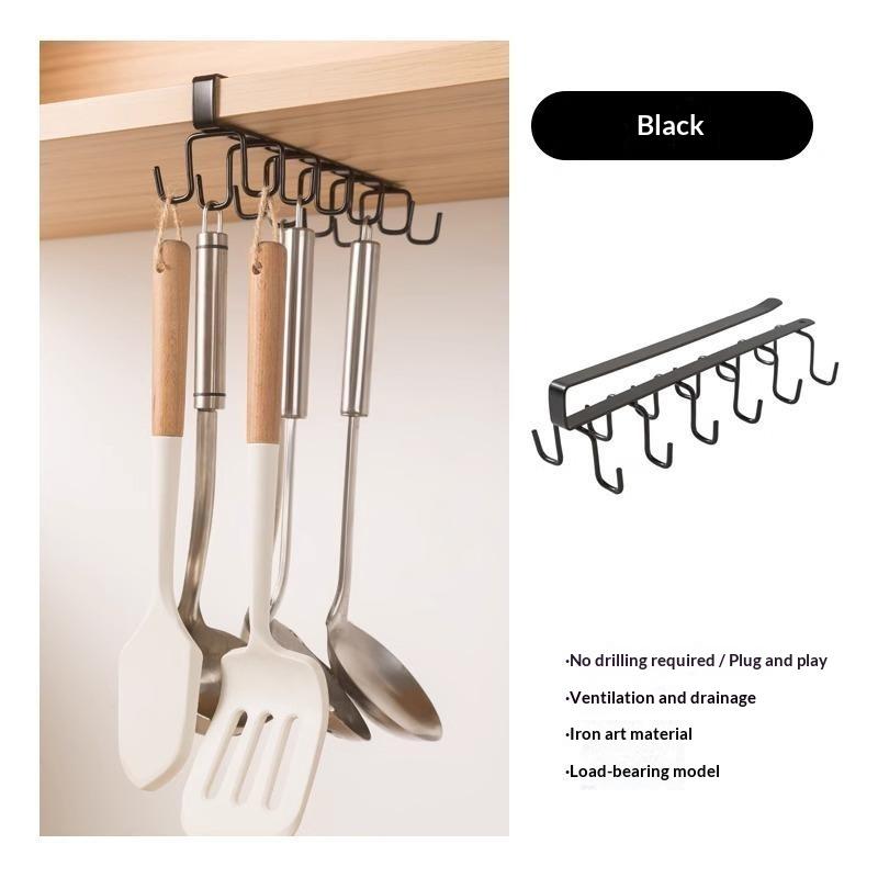 12 Hooks Kitchen Cup Kitchenware Storage Rack Long Row Cap Bag Tie Scarf Organizer Hanger Cupboard Holder Dormitory Rack