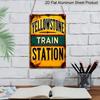 2D Flaches Yellowstone Bahnhofs-Schild aus Metall im Vintage-Stil - 20x30 cm, Aluminium-Wandkunst für Zuhause, Garage, Bar, Bauernhaus-Dekoration, Metall-Wandkunst-Dekoration