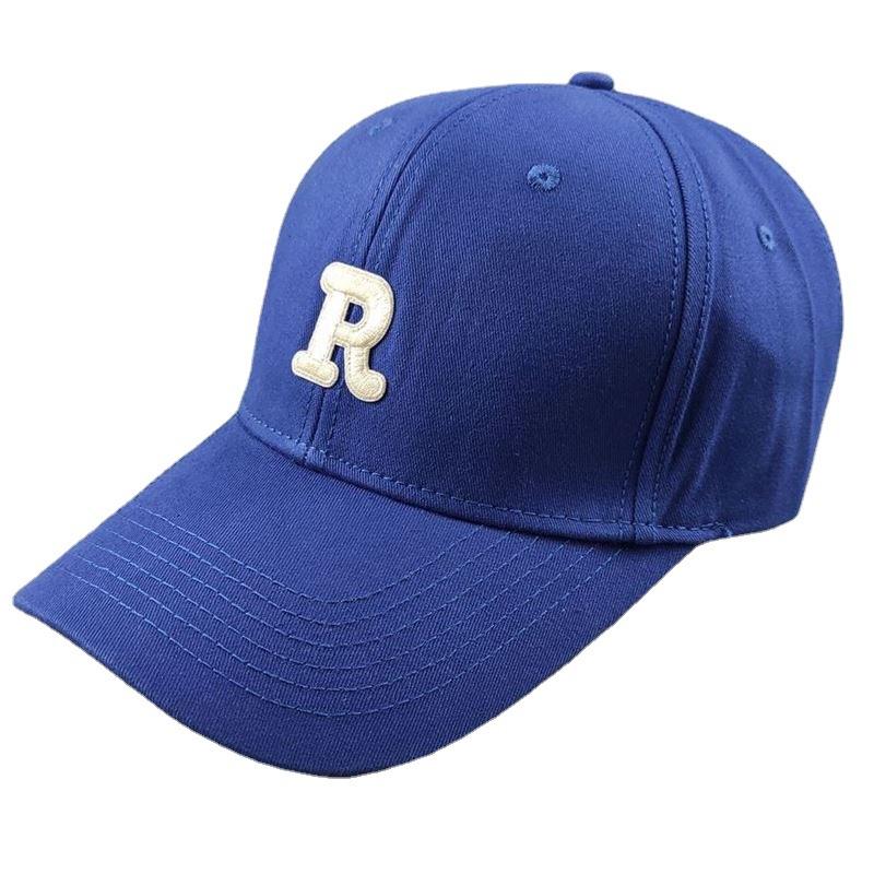 Hard Top R Letter Baseball Cap Solid Color Big Head Circumference Cap Color Women's Hat Deepened Large Size Women's Hat