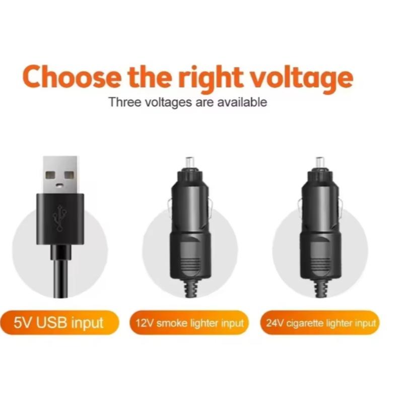 360° Adjustable 3-Head Car Fan Automotive Electric Air Circulator USB/12V/24V Dual-Speed Silent Fan for Home Desk Office & Car