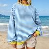 Women's Striped Sweatshirt, Casual Pullover Top for Everyday Wear
