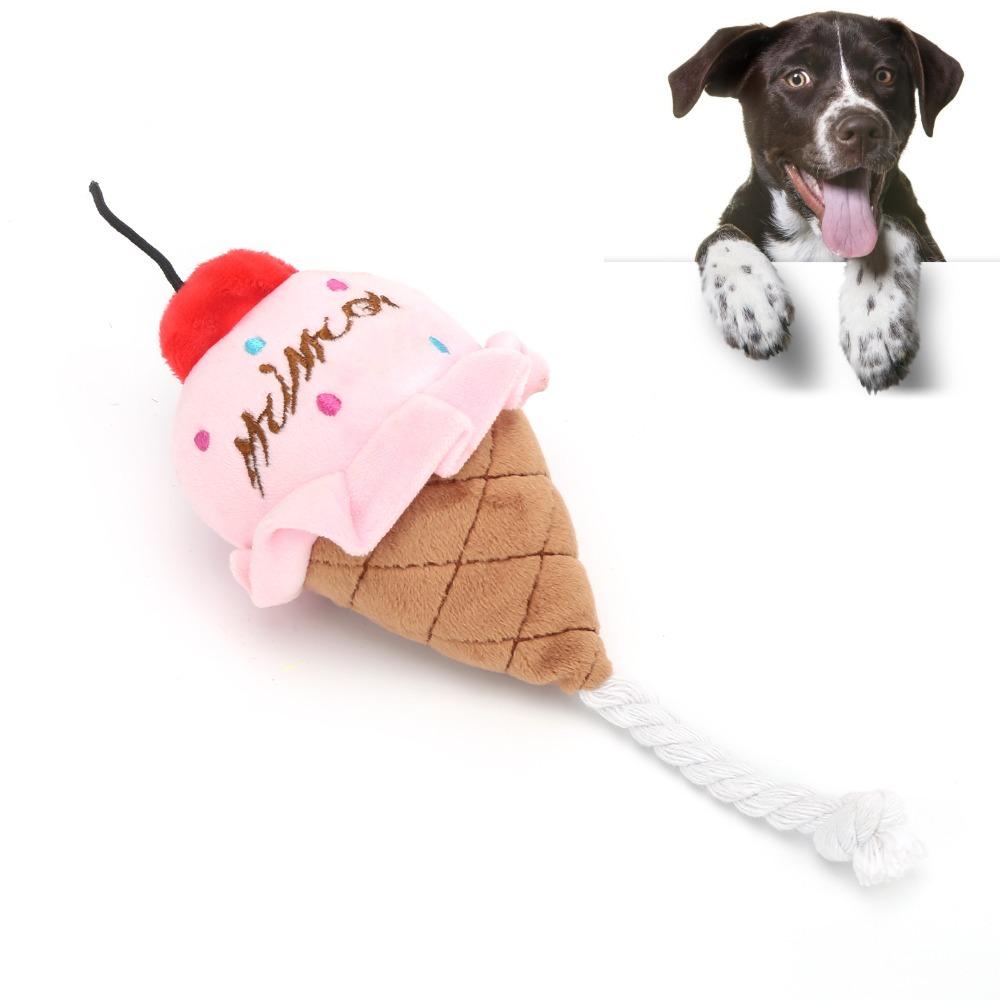 Pet Supplies Pink & Blue Ice Cream Food Shape Soft Squeaky Pet Dual Color Realistic Look Dog Chew Daily Play
