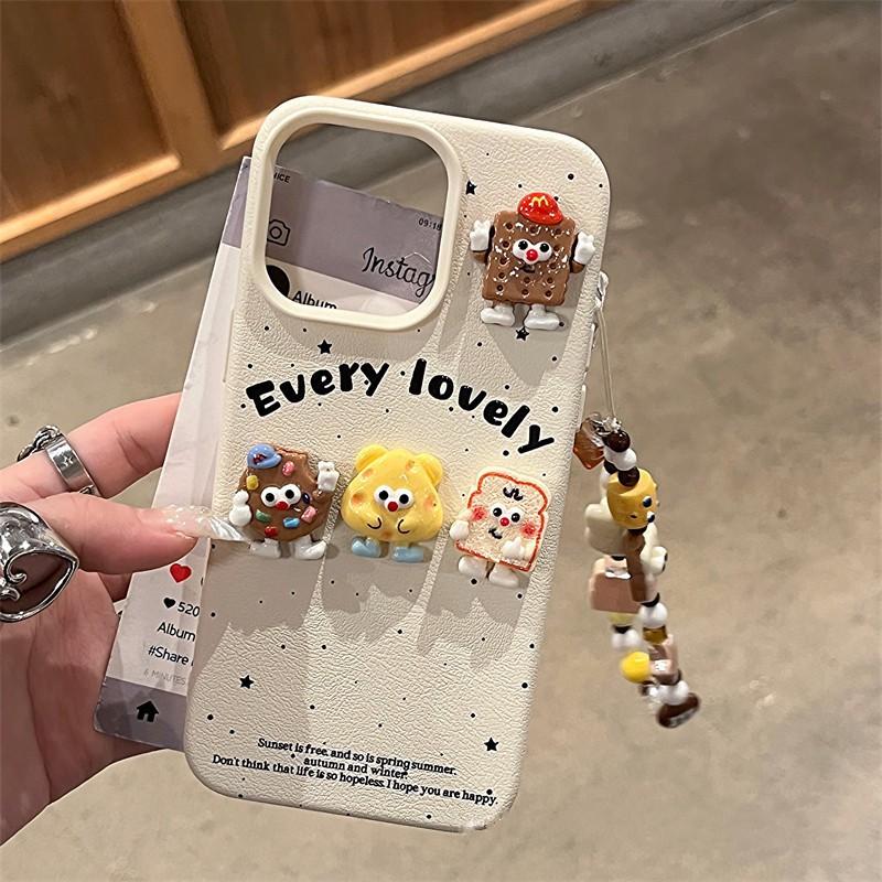 Coque de téléphone en silicone souple Design de biscuit au fromage dessin animé 3D pour iPhone 17 Pro Max 15 14 13 12 Couverture intégrale Anti-Chute pour Femmes