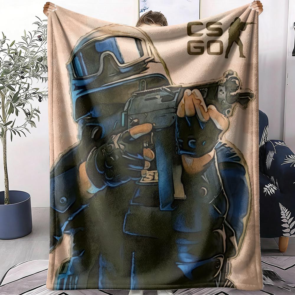C-Counter Strike CS Go Throw Summer Lightweight Flannel Blanket Soft Breathable AC Throw for Sofa Bed Travel Cozy Nap