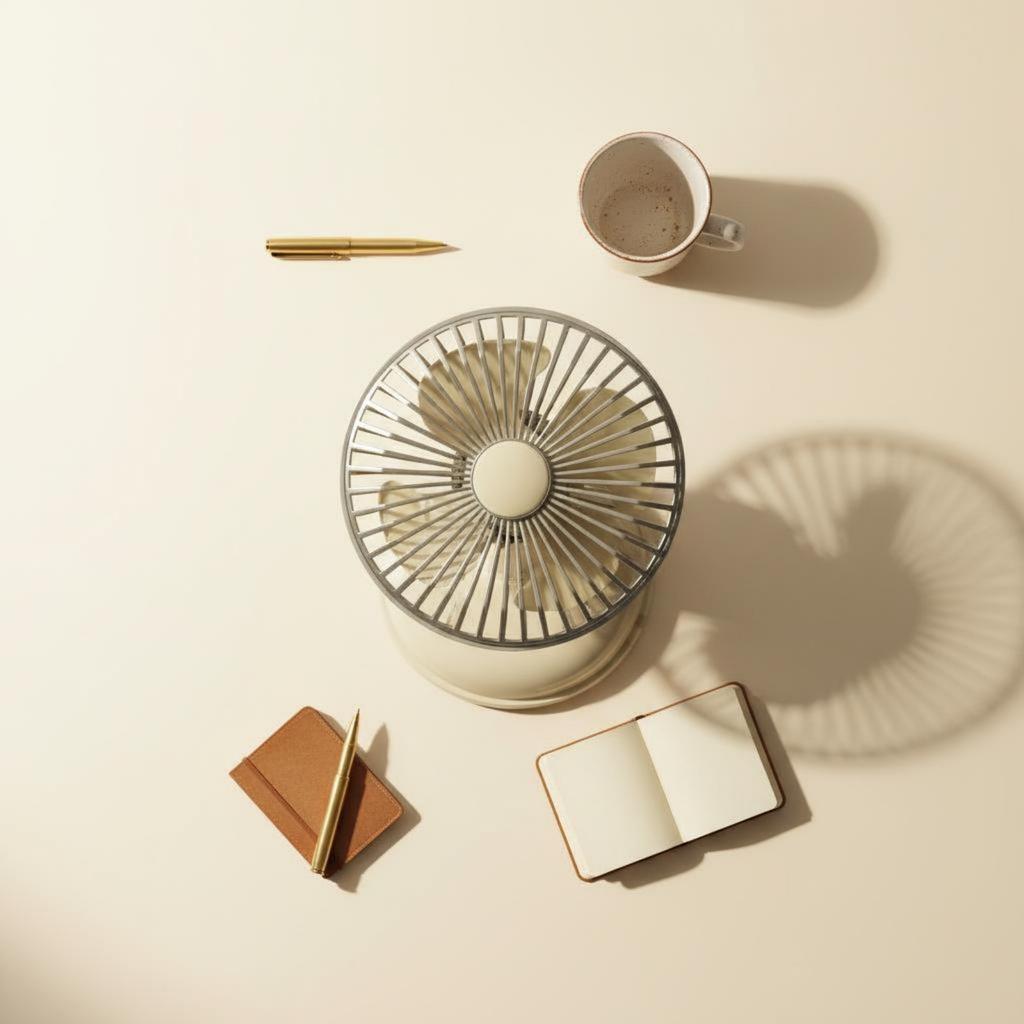 Retro Desk Fan Adjustable Angle Battery-Powered Table Fan Quiet Functioning for Office