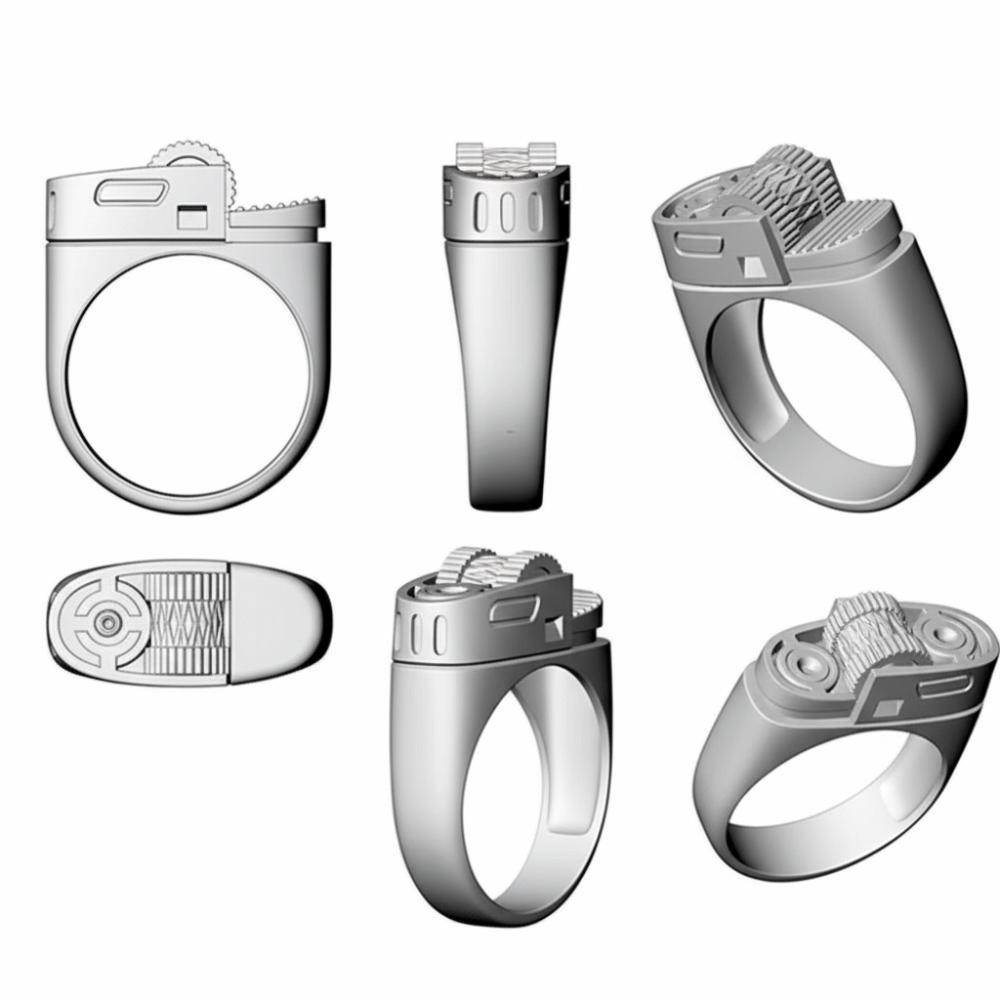 Anillo Encendedor de Diseño Creativo Anillo de Cobre Anillo de Moda Anillo Encendedor de Simulación Para Hombres Mujeres