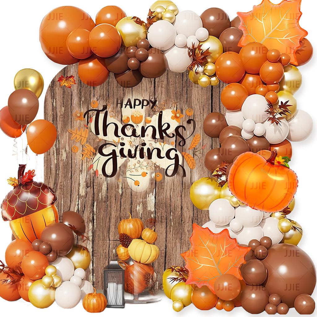Thanksgiving Orange Balloon Chain Fall Themed Party Decoration Birthday Wedding Scene Decoration Balloon Arch