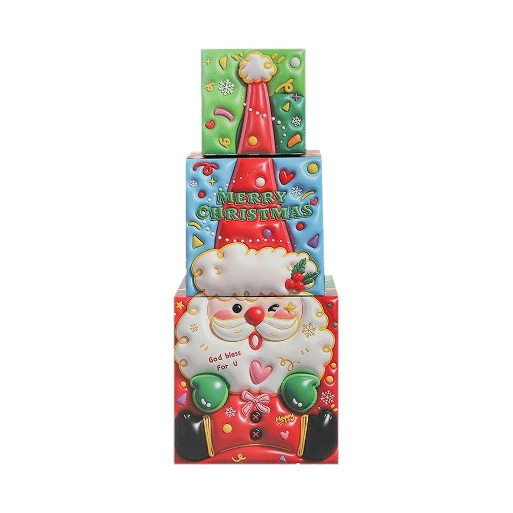 3pcs Snowman Christmas Gift Box Colorful Xmas Decor Funny Paper Candy Box Holiday Party