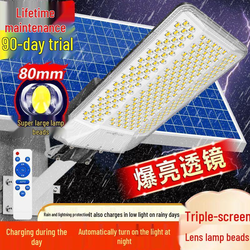 High-Power Outdoor Solar LED Street Light - Super Bright, Waterproof, Lightning-Protected for Courtyard & Doorway Use