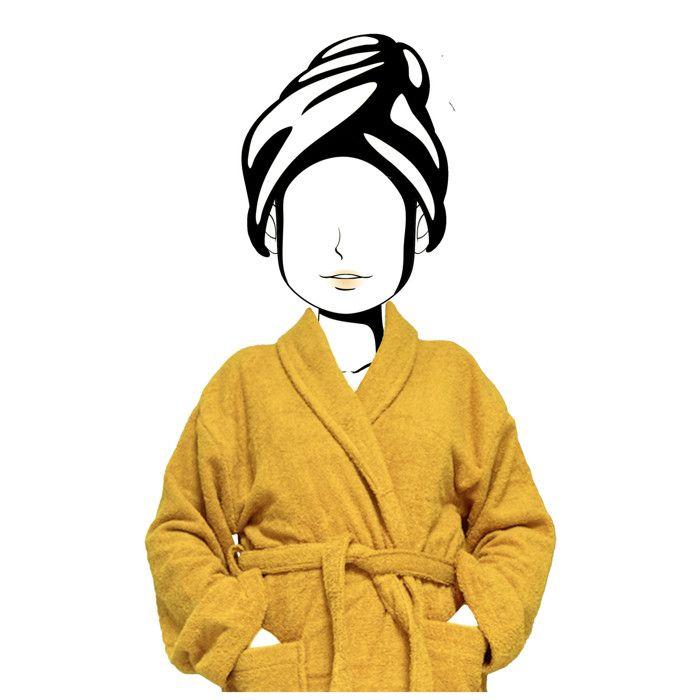 Peignoir en coton 500gr/m2 Taille 14-16 ans LAGUNE moutarde, par Soleil d'Ocre