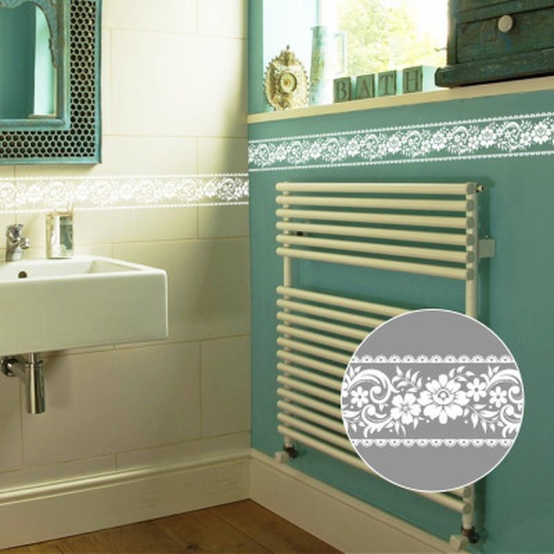 Adesivi murali con fiori in pizzo da 10 cm * 10 m Adesivo impermeabile per finestre da parete Linea di cintura Decorazione domestica
