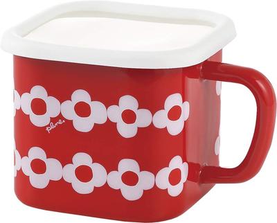 Tamahashi Aufbewahrungsbehälter Quadratischer Topf Emaille 1450ml Feuergeeignet Hergestellt in Japan Pflaumenrot OHANA IH/Gas YJ-812