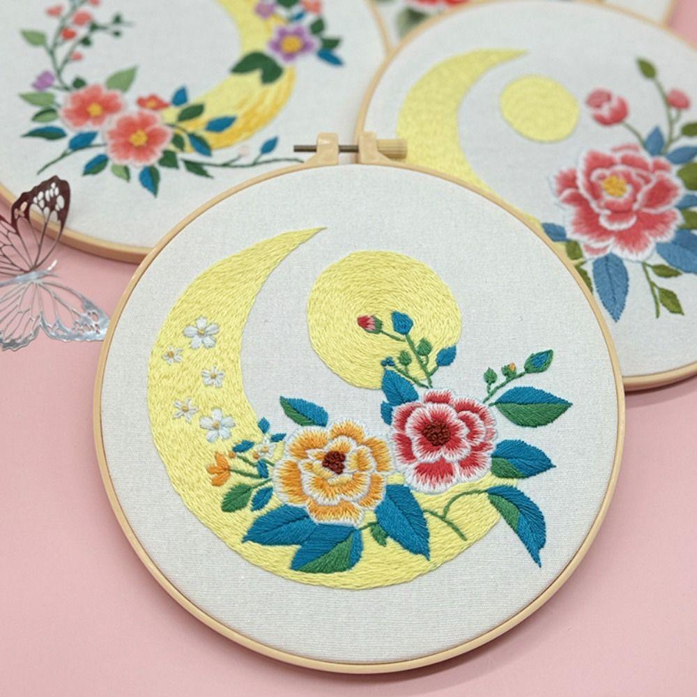 Floral Flower Embroidery Kit DIY Embroidery Set Home Decor Cross Stitch Set Beginner